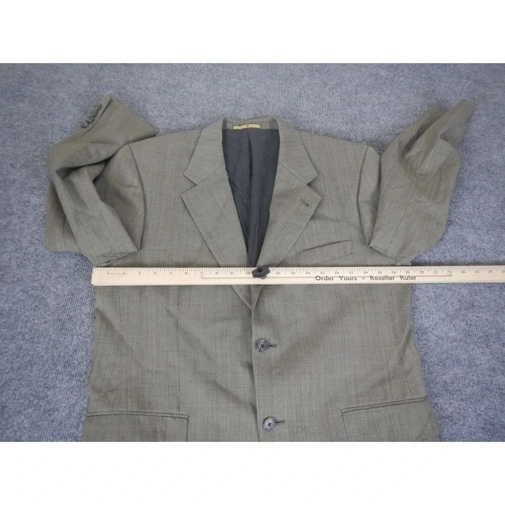 Joseph Abboud 100% Wool Sport Coat Blazer Men's 40S Beige Plaid Classic Business